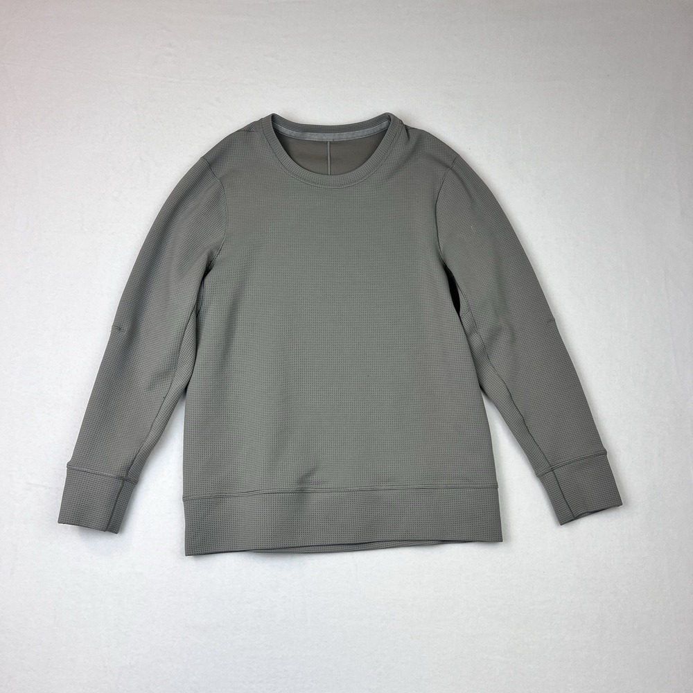 Lululemon Men's Shift Stitch Waffle Knit Crew Shirt Gull Gray Longsleeve Size S - Picture 2 of 8